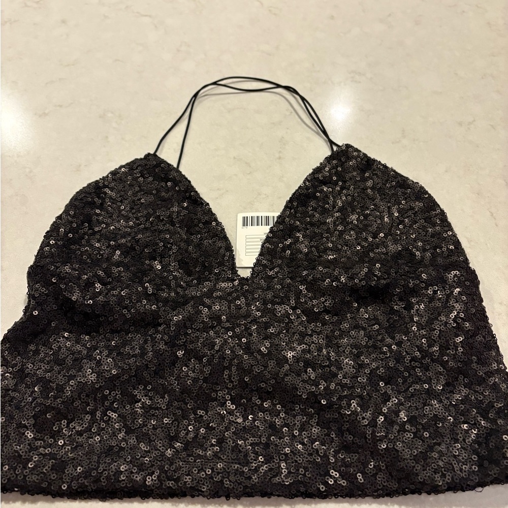 Urban Outfitters Black Sequin Top